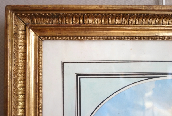 Victor-Jean Nicolle : vue du Colisée à Rome - dessin à l'aquarelle fin XVIIIe siècle