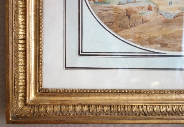 Victor-Jean Nicolle : vue du Colisée à Rome - dessin à l'aquarelle fin XVIIIe siècle