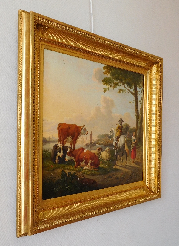 Ecole Flamande du début XIXe siècle : cavalier dans un paysage - Abraham Bruiningh van Worell