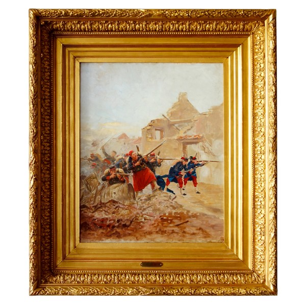 Paul Grolleron : Zouaves heroic defense in Villersexel in 1871 - oil on canvas 45.5cm x 55cm