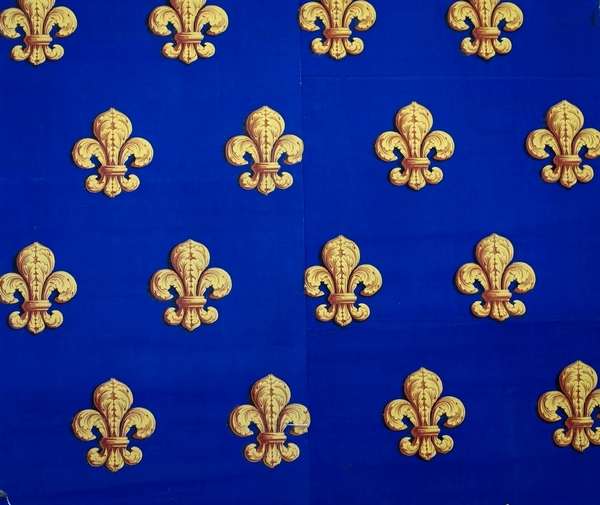 Detail — Royal wallpaper decorated with Charles Philippe de France coat of arms