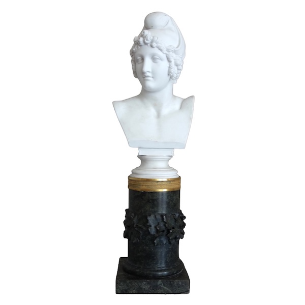 Sevres - biscuit bust of Paris after Canova, marble base - circa 1830