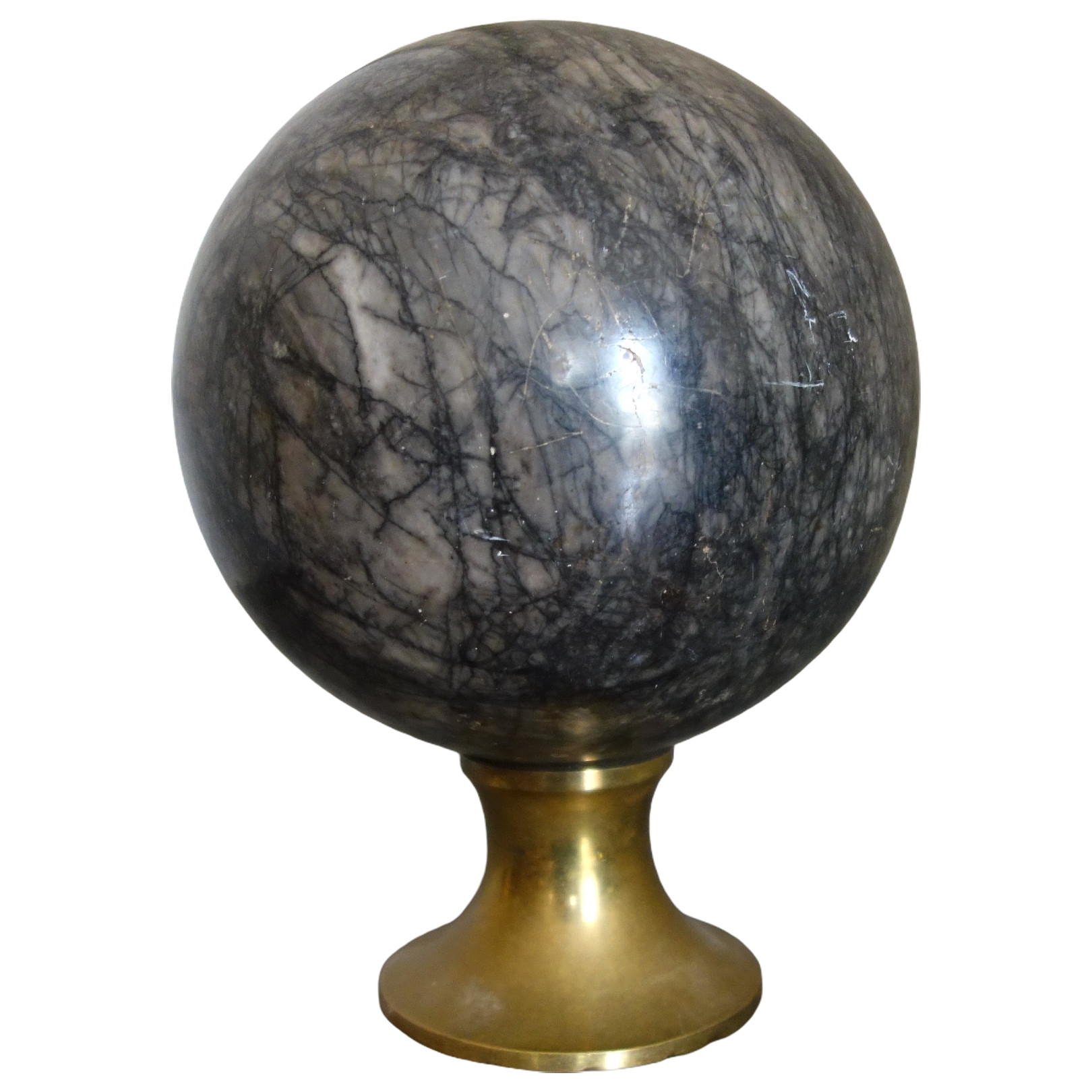 Grande boule de rampe d'escalier en marbre d'époque XIXe siècle