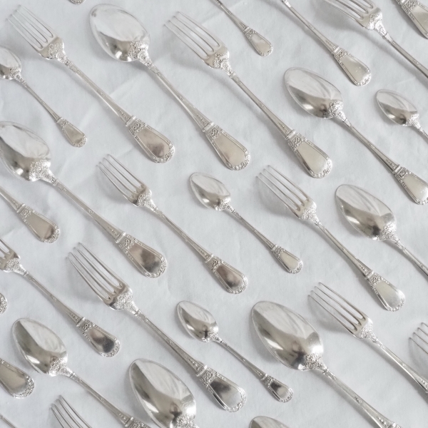 Detail — Paul Canaux : Louis XVI style sterling silver flatware for 12 - 60 pieces - late 19th century