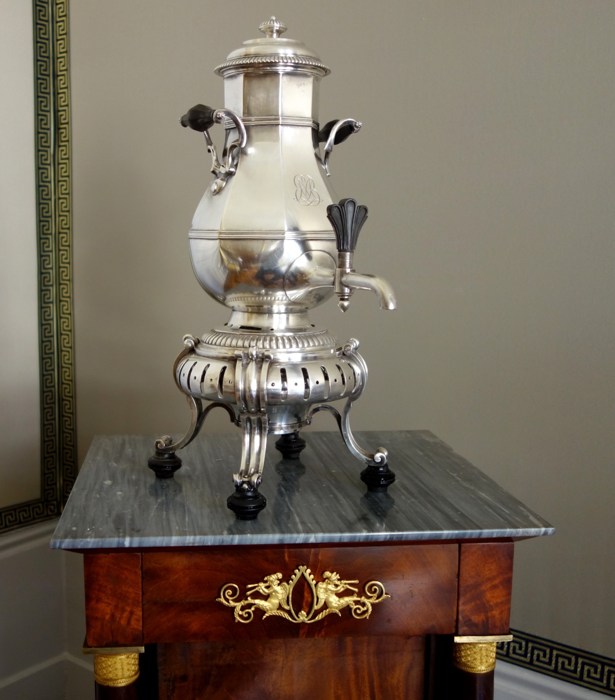 Detail — Cardeilhac : silver plated samovar, Regency style