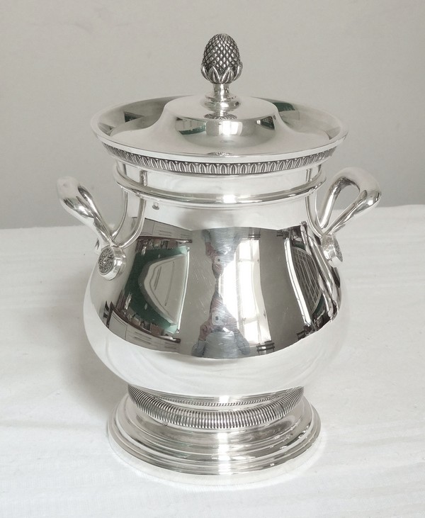 Detail — Cardeilhac : French sterling silver sugar pot, Empire style, Christofle Malmaison pattern