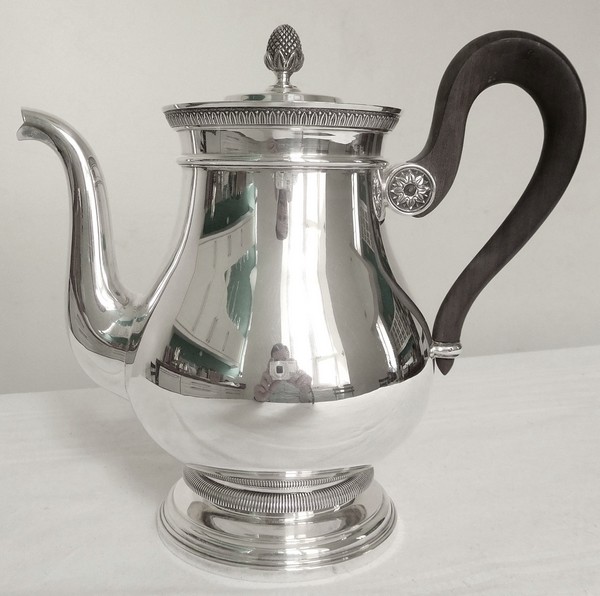Detail — Cardeilhac : French sterling silver teapot, Empire style, Christofle Malmaison pattern