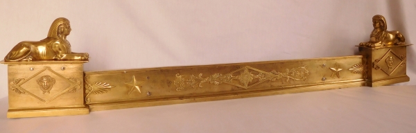 Detail — Empire ormolu mantel bar, France, early 19th century - sphinxes decoration