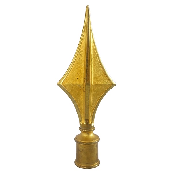 Pointe de hampe de drapeau bannière en bronze ciselé et doré - République Française