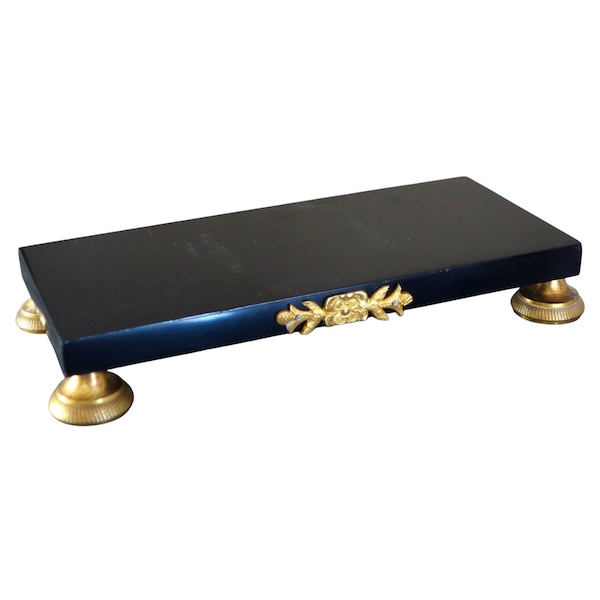 Socle de présentation en marbre et bronze doré au mercure, époque Empire - 21,5 x 9,8cm
