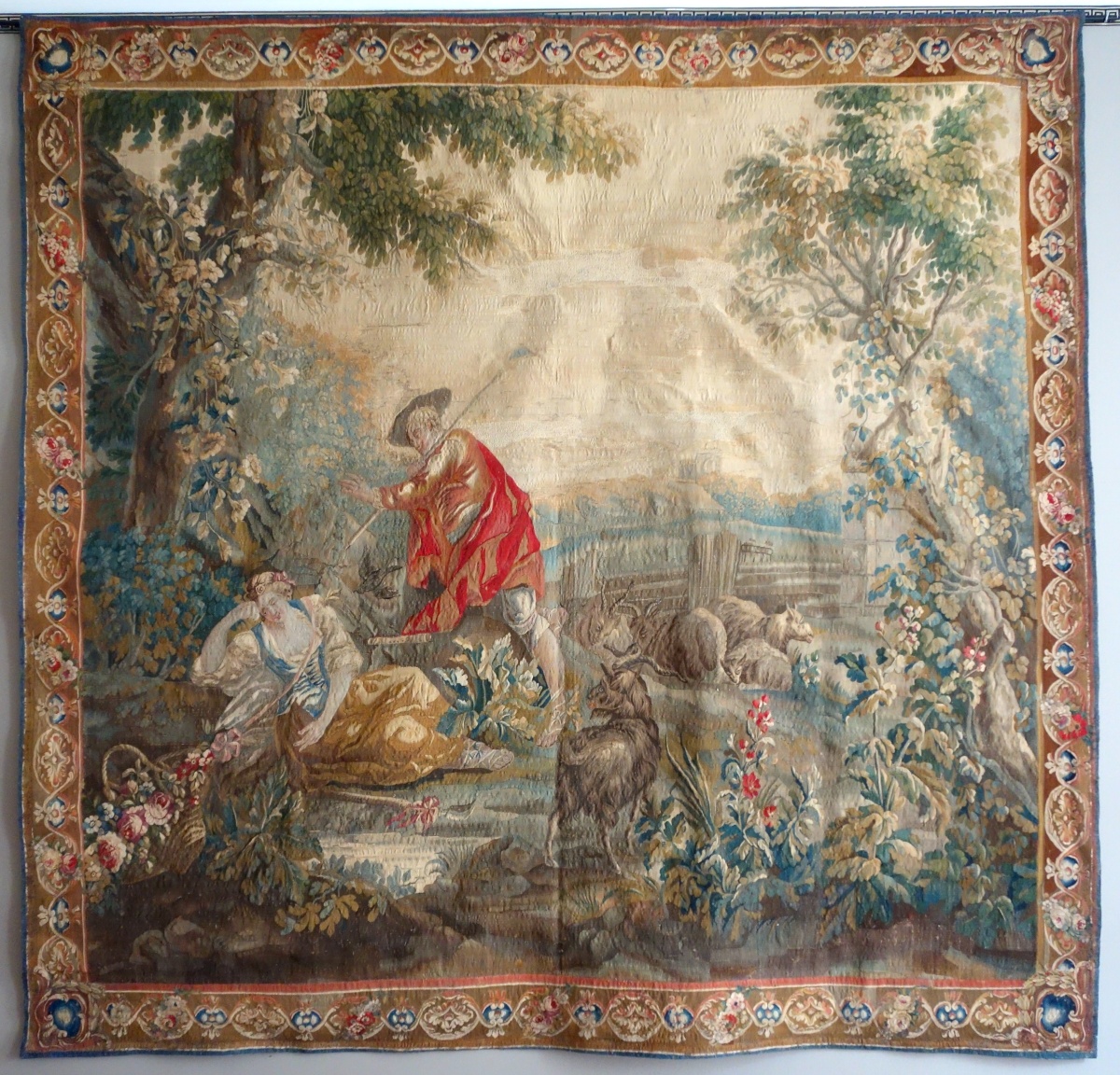 Detail — Polychromatic Aubusson tapestry, mid 18th century - 248cm x 256cm