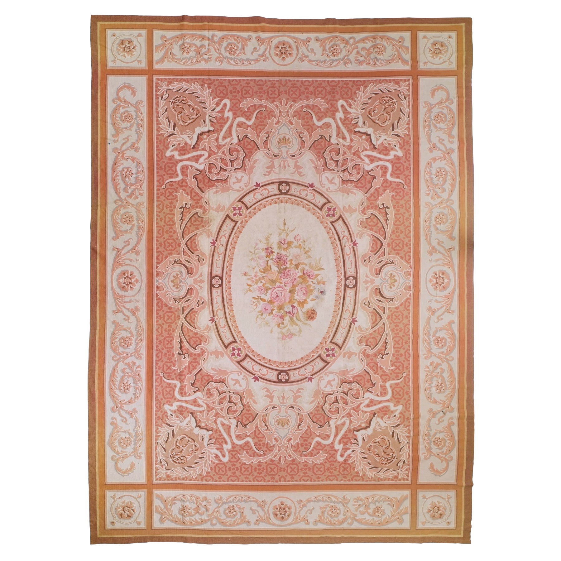 Grand tapis d'Aubusson de style Empire Restauration - 410cm x 300cm