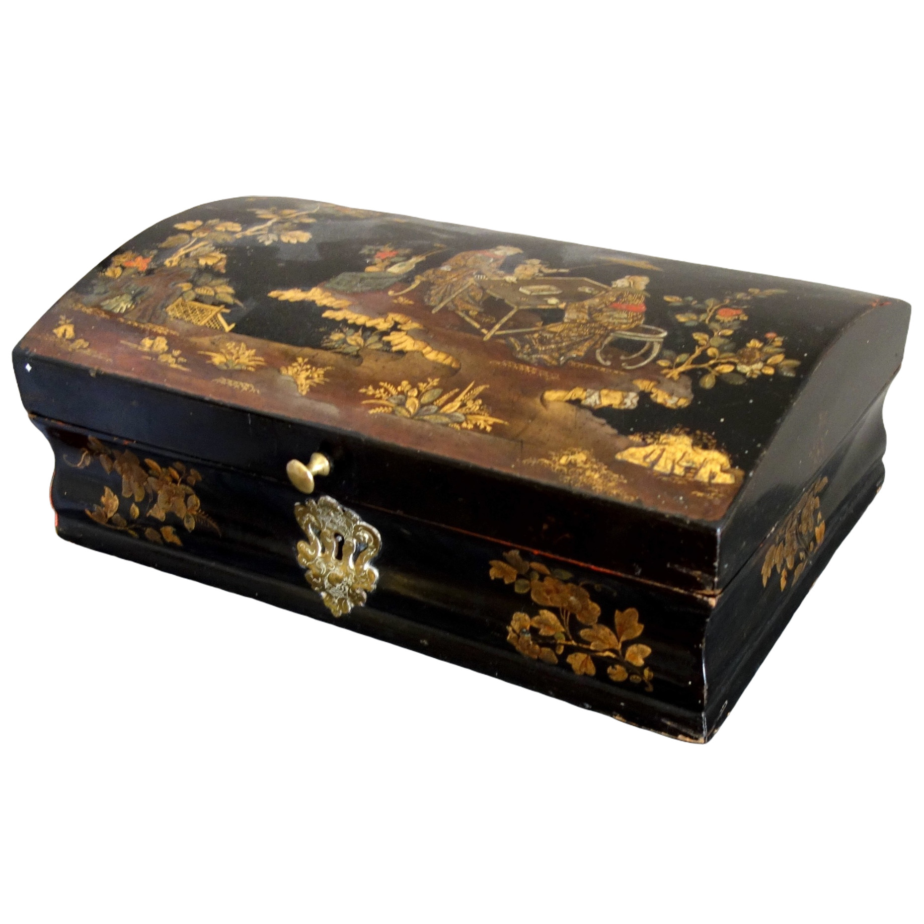 Louis XV style wig box - Chinese style lacquered decoration