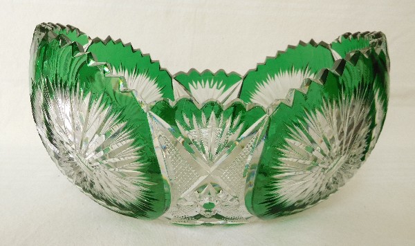 Detail — Baccarat crystal jardiniere / table centerpiece, green overlay crystal