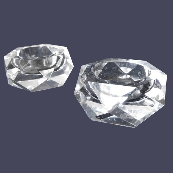 Pair of Baccarat crystal salt cellars - signed