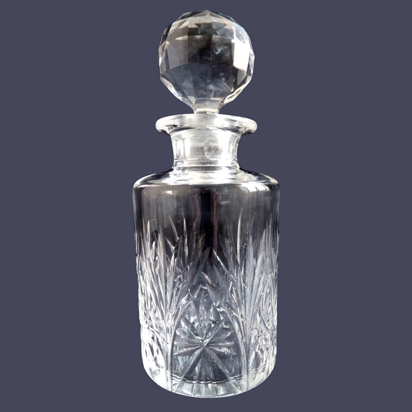 Tall St Louis crystal perfume bottle, cut crystal Sapho pattern - 17.5cm