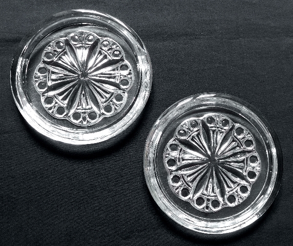 Detail — Pair of Baccarat crystal coasters signed