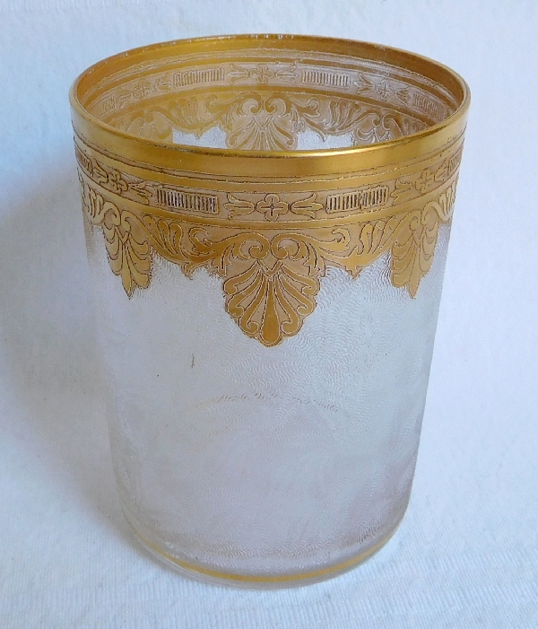 Detail — St Louis crystal tooth glass, Empire style Nelly pattern