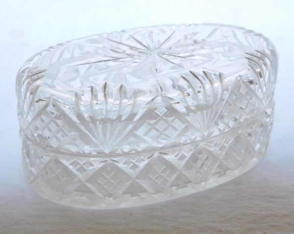 Detail — Antique French Baccarat crystal soap box, Douai pattern