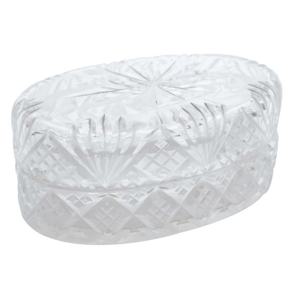 Antique French Baccarat crystal soap box, Douai pattern