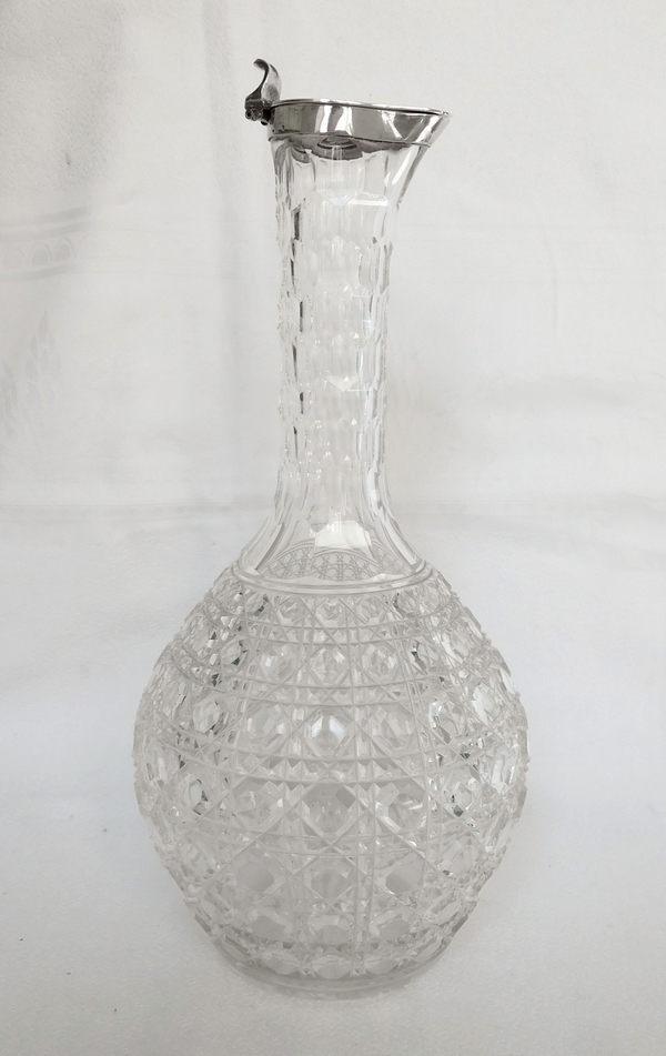 Detail — Baccarat crystal decanter, Pontarlier pattern, sterling silver bottleneck stopper
