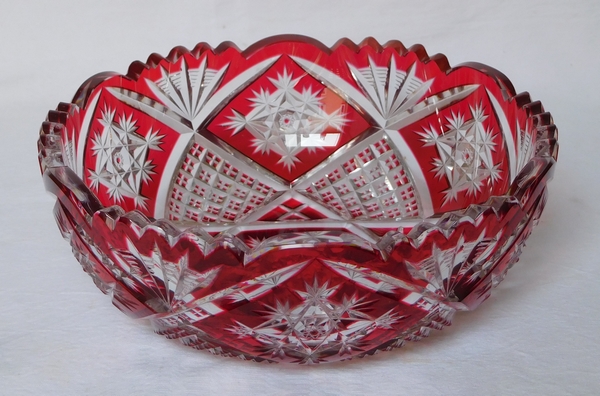 Detail — Baccarat crystal salad bowl / cup / trinket bowl, red overlay cut crystal