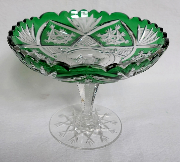 Détail — Coupe à bonbons en cristal de Baccarat overlay vert sapin, époque 1900