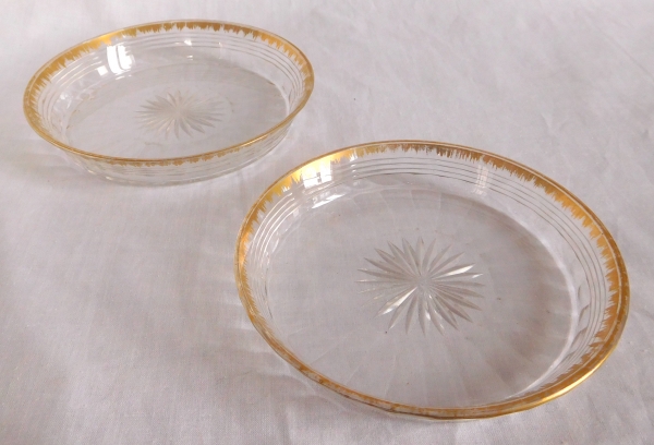 Detail — Pair of Baccarat crystal coasters enhanced with fine gold