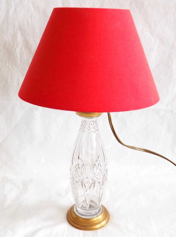 Detail — Baccarat crystal and ormolu lamp base, original paper sticker