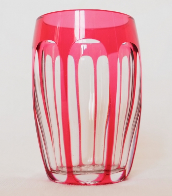 Detail — St Louis crystal port glass, pink overlay cut cristal