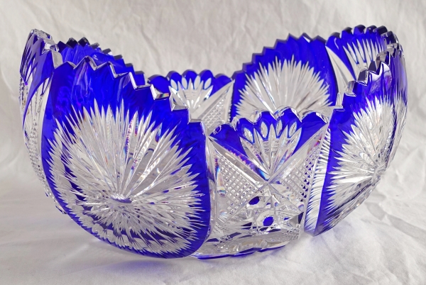 Detail — Baccarat crystal jardiniere / table centerpiece, blue overlay crystal