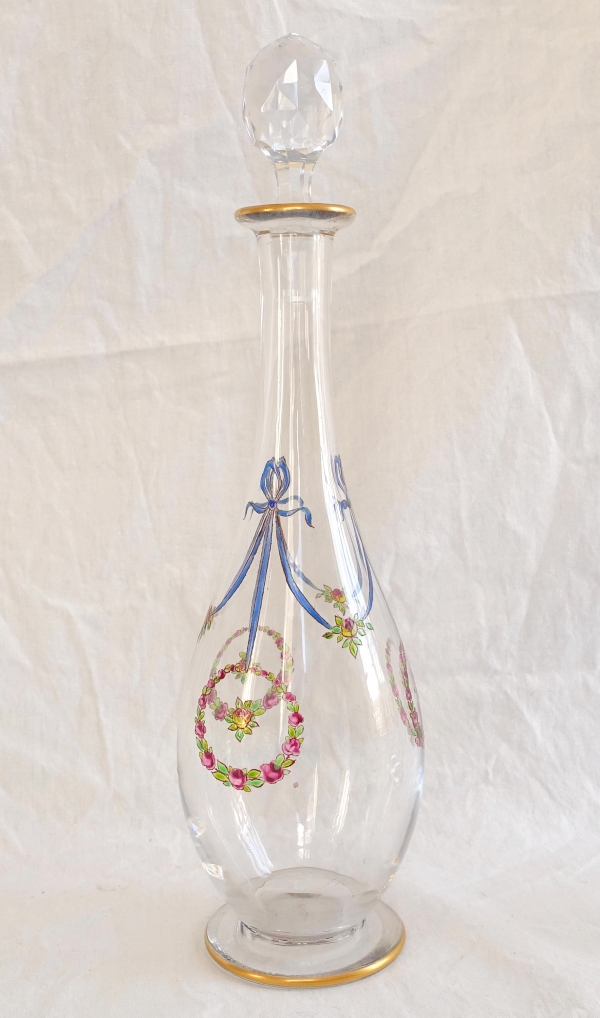 Detail — Baccarat crystal liquor bottle, rare Art Nouveau production circa 1900