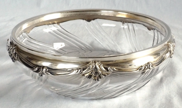 Detail — Sterling silver and Baccarat crystal Art Nouveau salad bowl