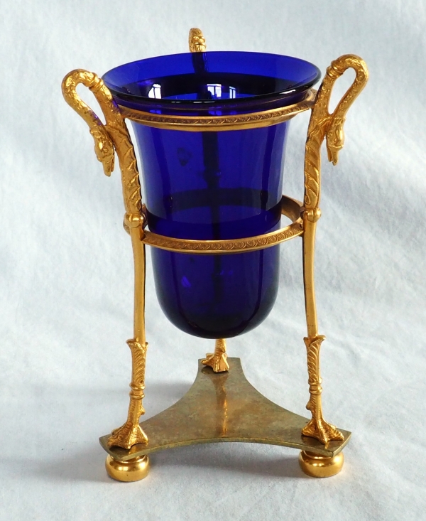 Detail — Empire ormolu and blue crystal Athenian style vase, early 19th century