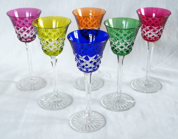 Detail — Set of 6 Baccarat crystal hock glasses, Burgos pattern - 19.5cm