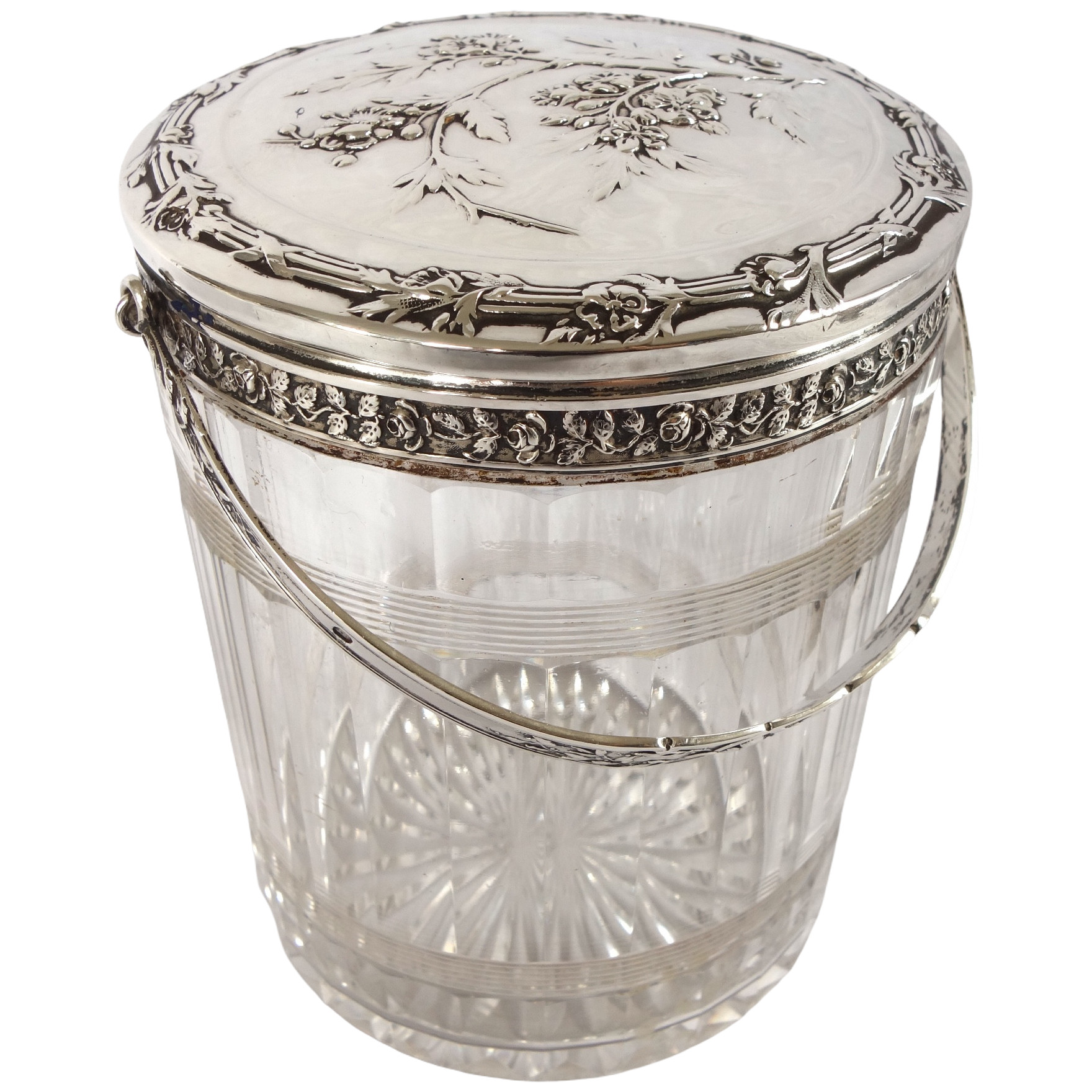 Baccarat crystal and sterling silver cookie jar, Chicago pattern