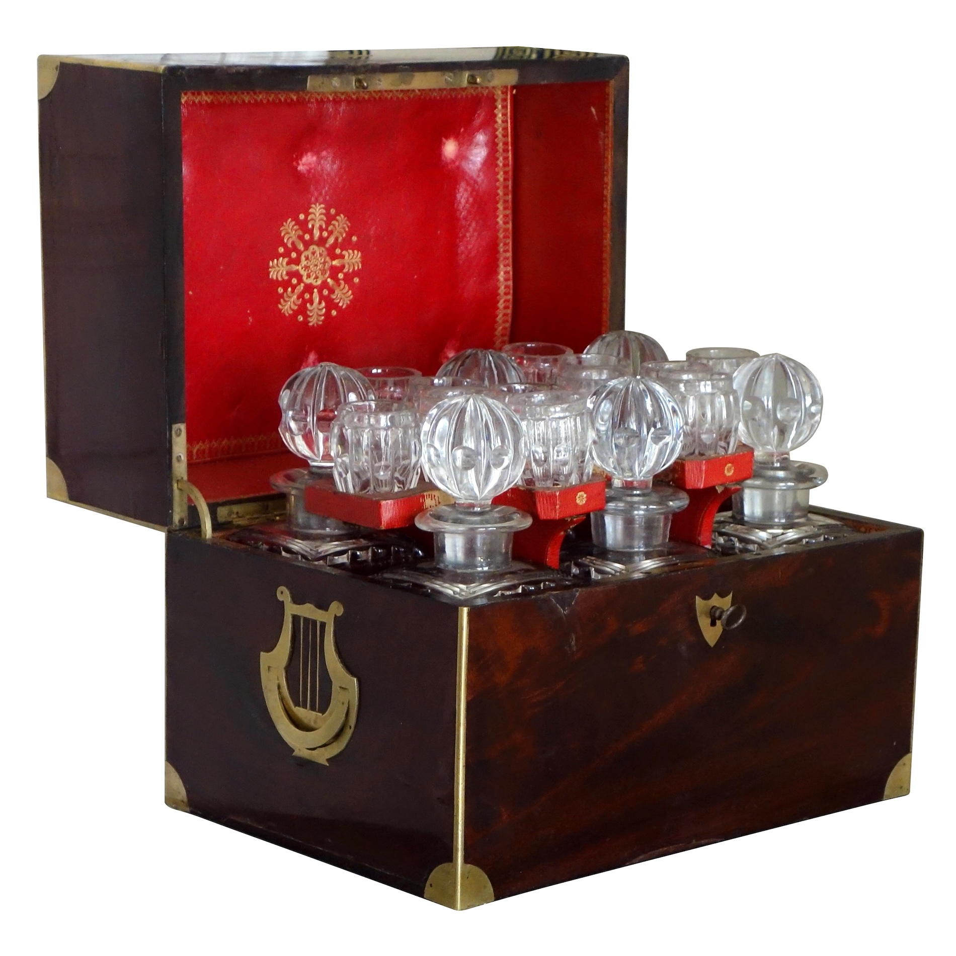 Empire liquor set, mahogany and Le Creusot crystal, early 19th century