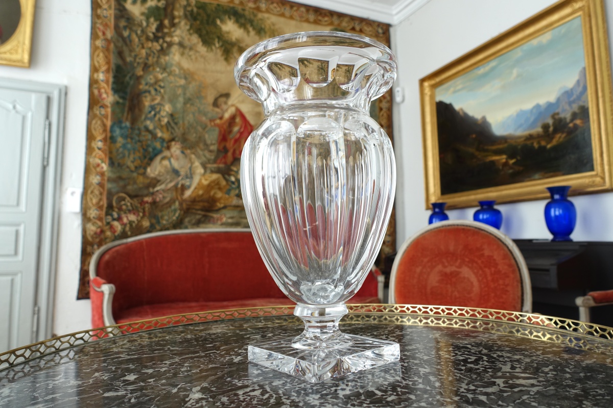 Detail — Tall St Louis crystal vase, late 19th century