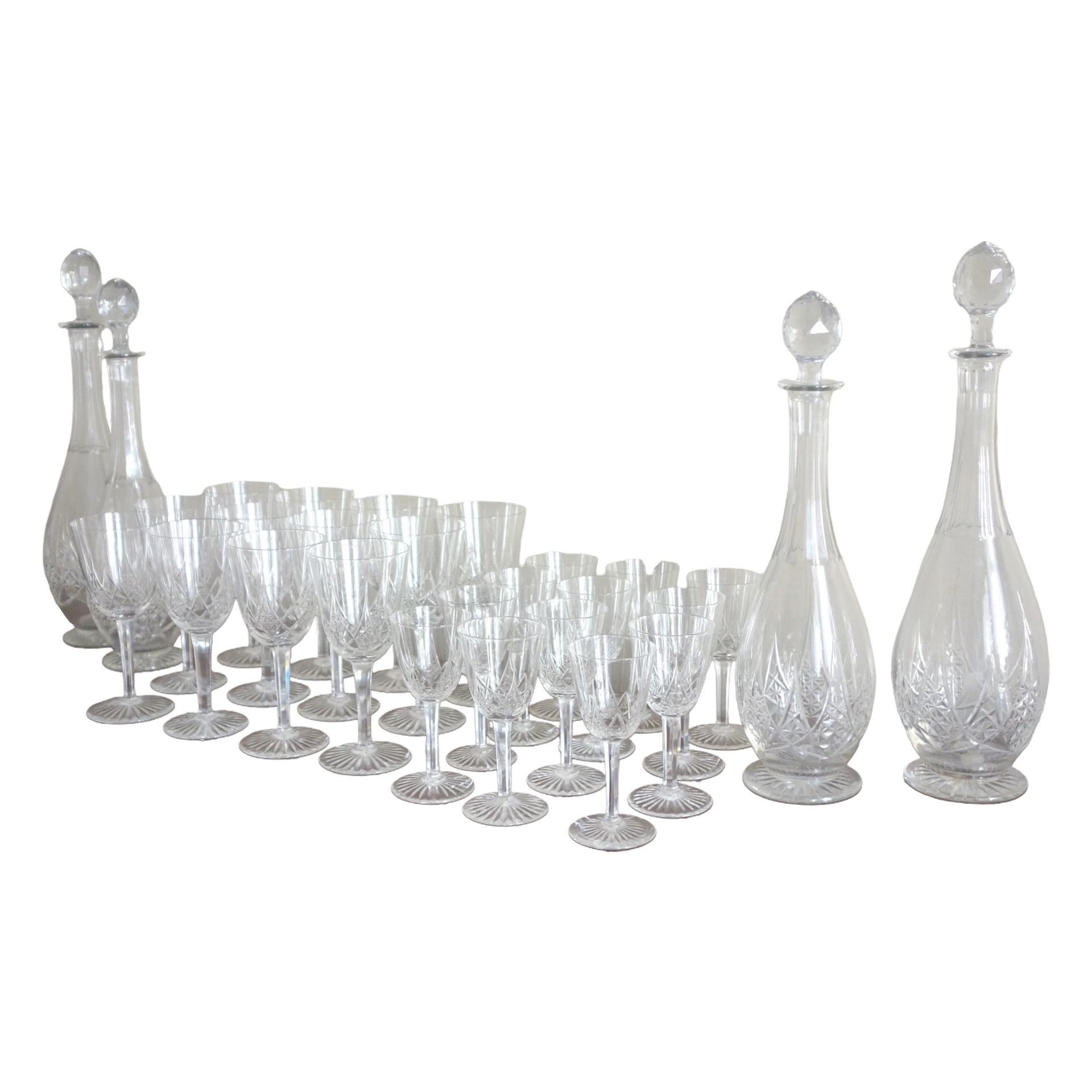 Baccarat crystal drinking set for 12 guests, Epron pattern