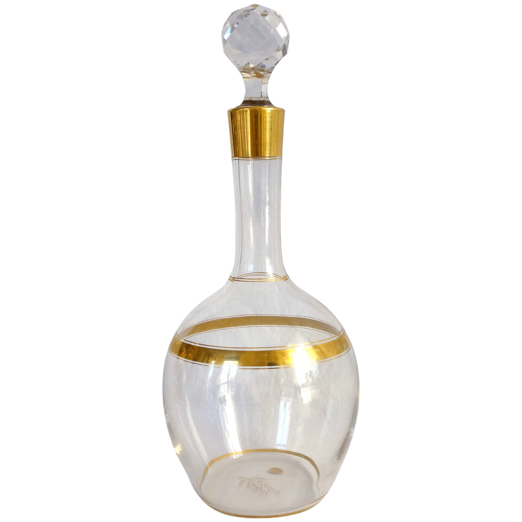 L. Boutigny à Paris - carafe en cristal de Baccarat doré or fin - étiquette papier