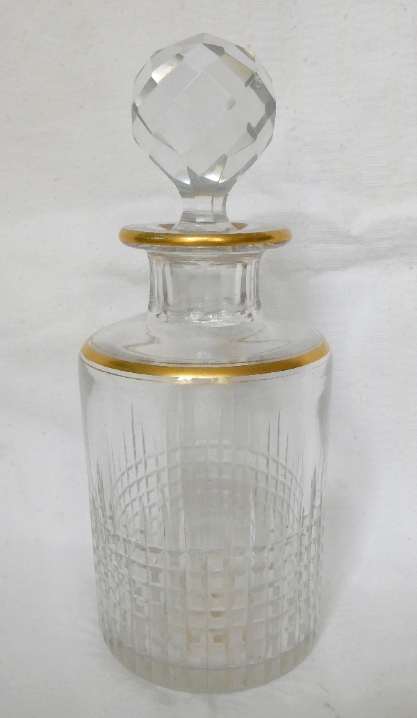 Detail — French antique Baccarat perfume bottle, Nancy pattern, enhanced with fine gold, 17cm