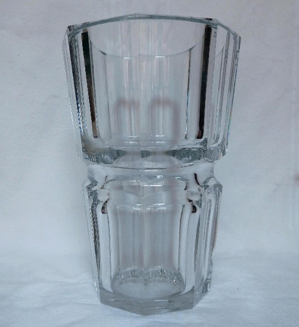 Detail — Tall Baccarat crystal vase, Edith pattern, signed
