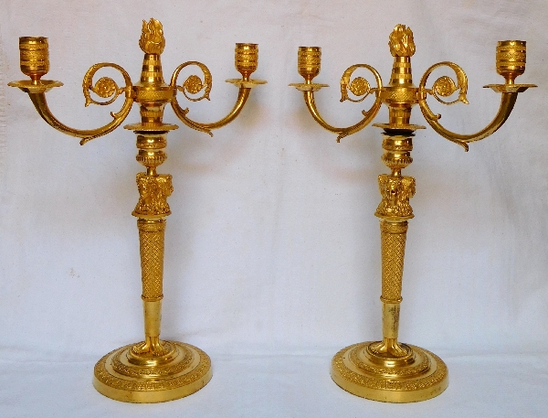Detail — Pair of ormolu 2-lights candelabra, French Consulate period, early 19th century circa 1800