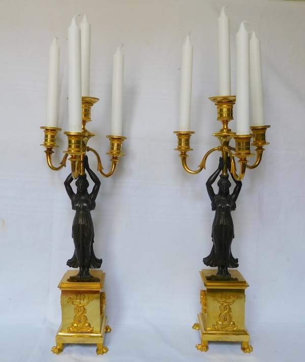 Detail — Pair of ormolu candelabras, Empire Restoration Period - early 19th century
