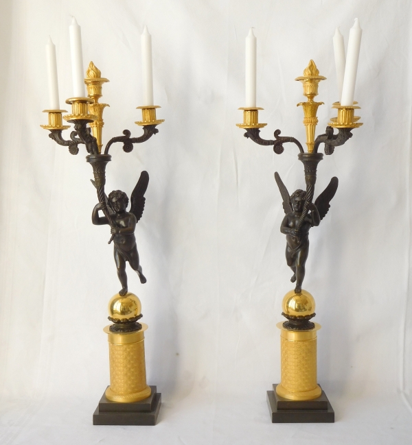 Detail — Pair of tall Empire ormolu and bronze candelabras attributed to Gérard Jean Galle