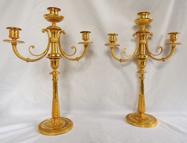 Détail — Claude Galle : paire de candélabres d'époque Empire en bronze doré au mercure
