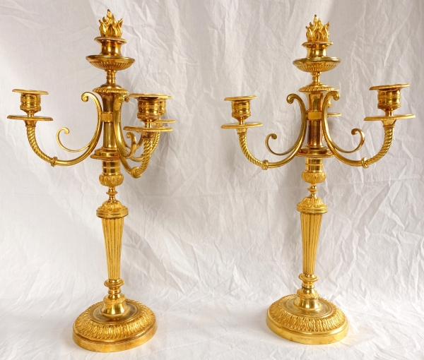 Detail — Pair of Empire ormolu candelabras, model of Château de Fontainebleau by Claude Galle