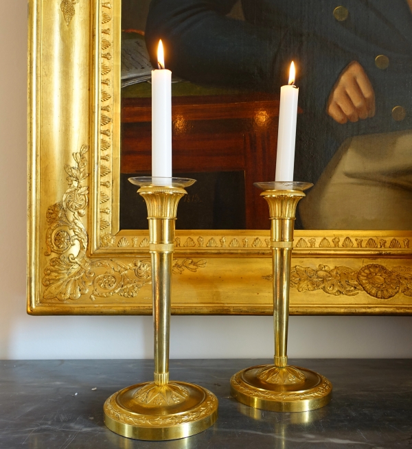 Detail — Pair of Empire ormolu candlsticks, early 19th century circa 1810