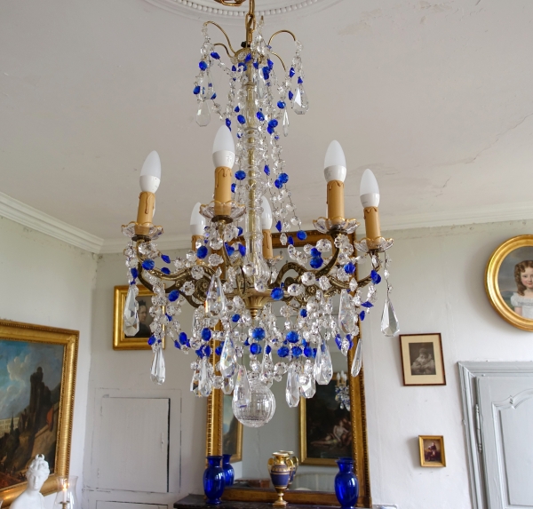 Detail — Louis XVI style Baccarat crystal and bronze chandelier, 19th century production