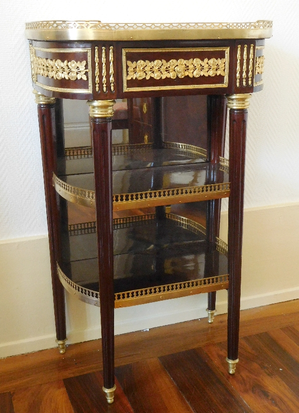 Detail — Small Louis XVI Directoire mahogany console, mercury gilt bronze, late 18th century